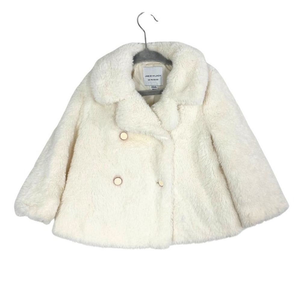 Janie and Jack White Sherpa Teddy Coat Girls 18–24 Months Double Breasted